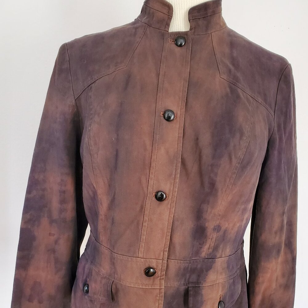 Brown black silk blazer jacket small 4 6 equestrian riding cowgirl workwear dyed